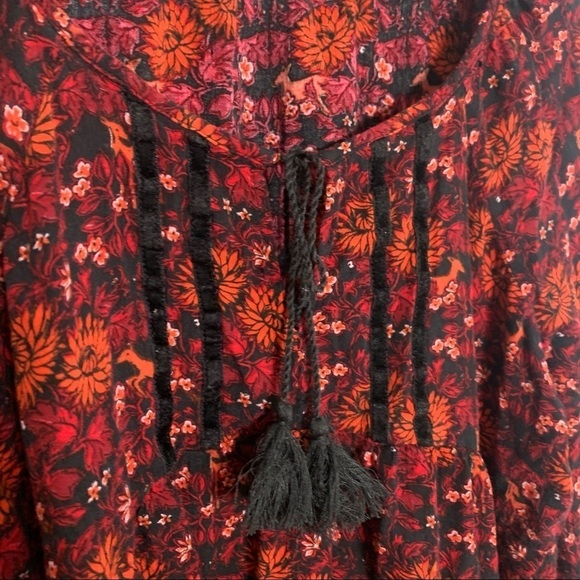 Old Navy Red Long Sleeve Bohemian Floral Peasant blouse relaxed large women’s - Picture 6 of 7